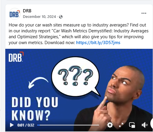 Facebook post about Car Wash Industry Report